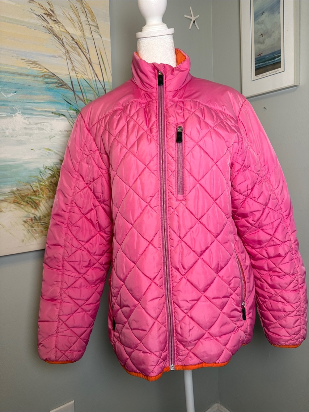 Lands' End Hot Pink Quilted Puffer Jacket